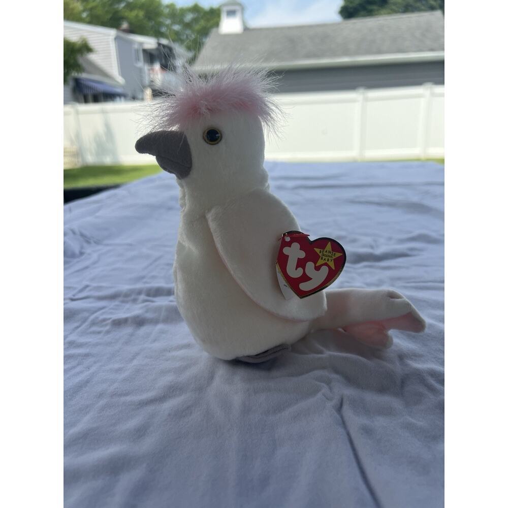 Ty Beanie Babies Kuku Cockatoo Bird - White